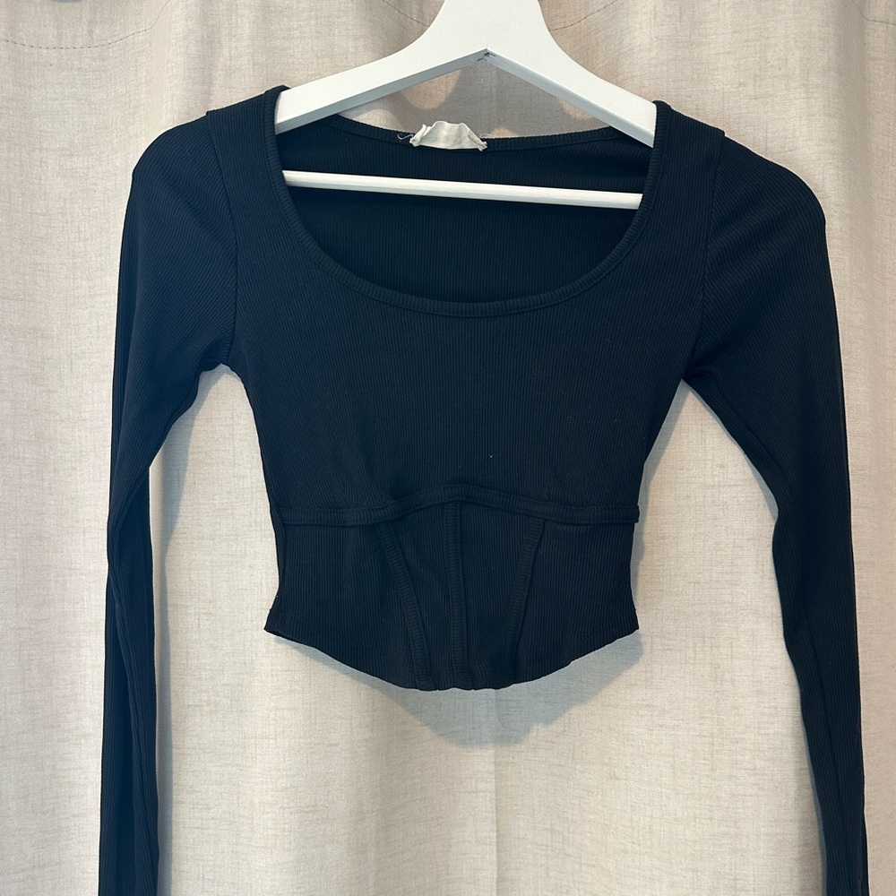 Altar'd State Black Long Sleeve Bodysuit